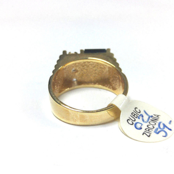 Men's Onyx Gold Ring Clear CZ  Ring 50MILS - Picture 7 of 7